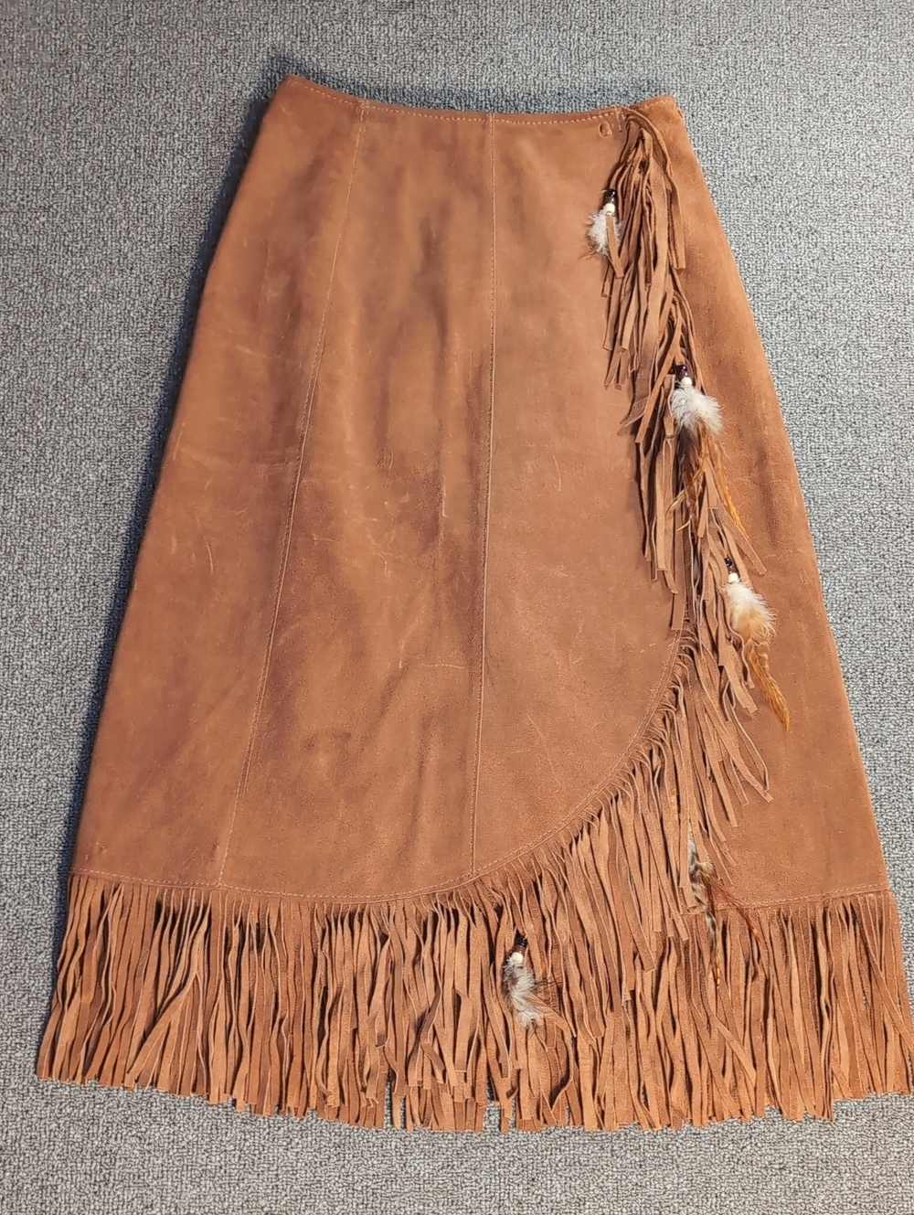 Vintage HB Native American Indian Leather Vest And Wrap Skirt Set Western Boho - Picture 9 of 17